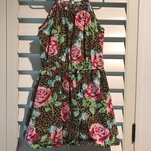 Leopard Rose print rhinestone collared dress 7